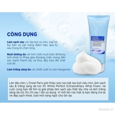 Sữa rửa mặt L’Oreal White Perfect Extraordinary Whip