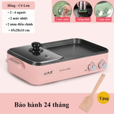 Bếp lẩu nướng đa năng 2 ngăn mini