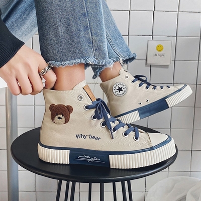 Giày thể thao Canvas cổ cao hình gấu