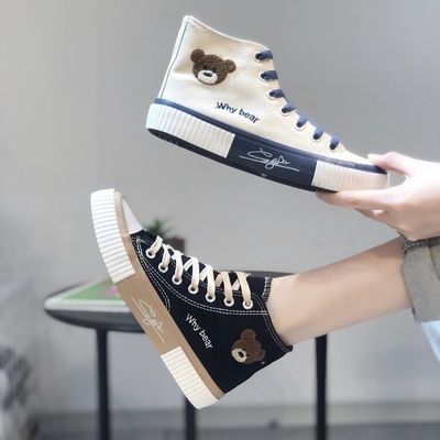 Giày thể thao Canvas cổ cao hình gấu