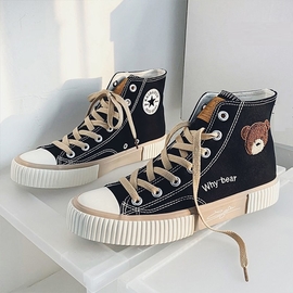 Giày thể thao Canvas cổ cao hình gấu
