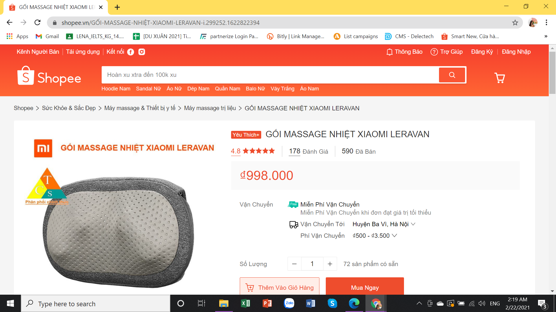 gối massage nhiệt xiaomi