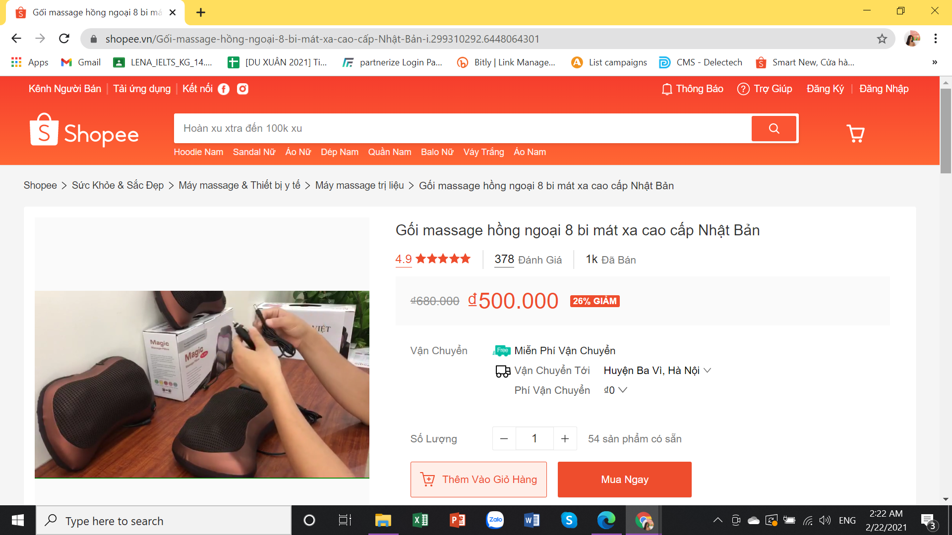 gối mát xa hồng ngoại 8 bi