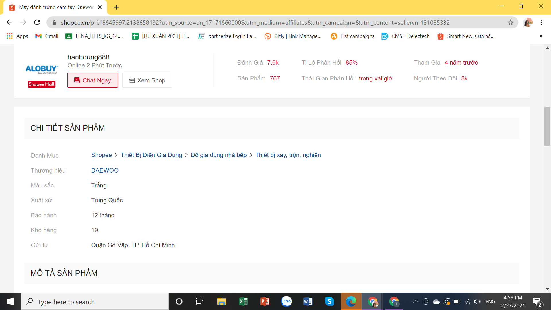 địa chỉ mua máy đánh trứng cầm tay Daewo