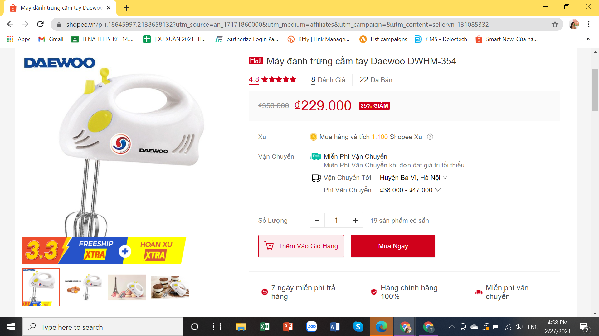 Máy đánh trứng cầm tay Daewoo