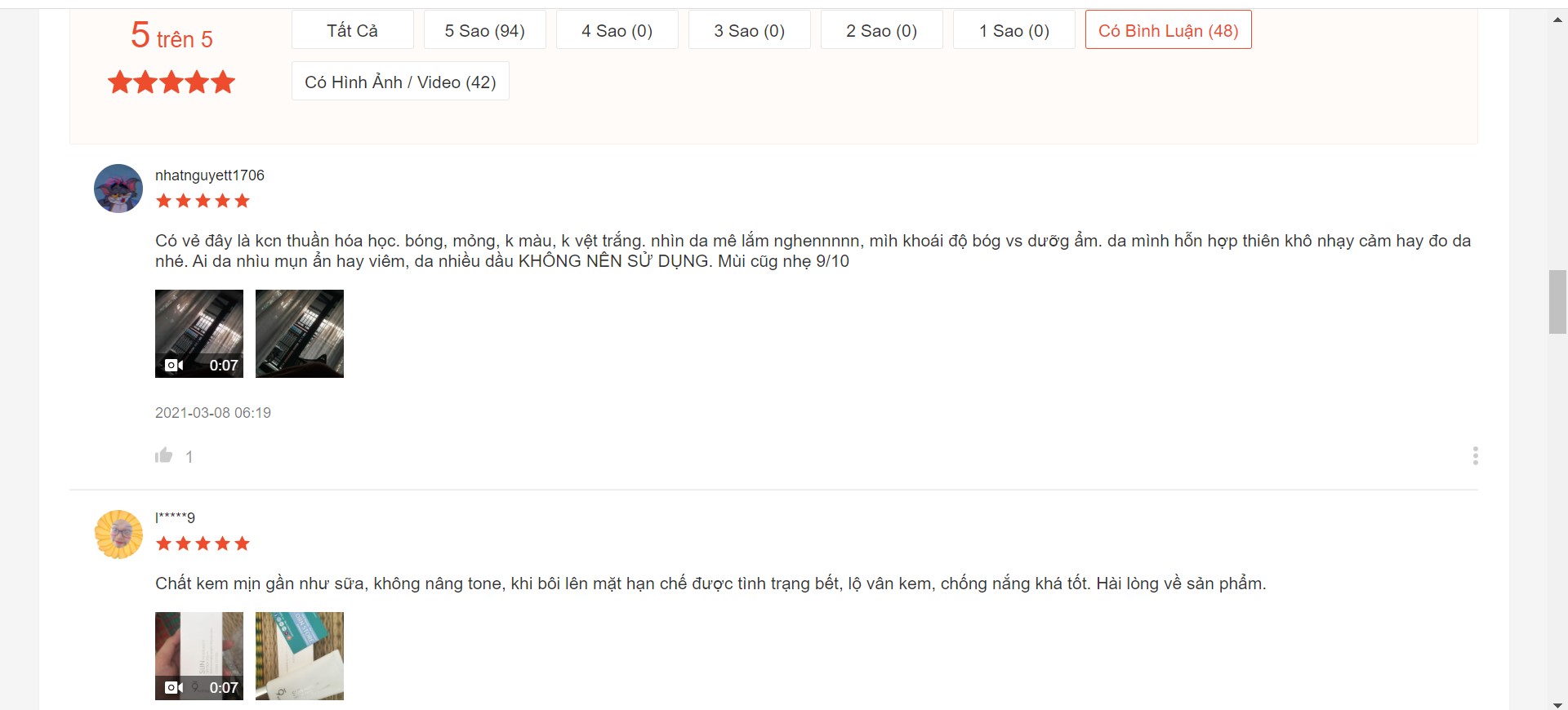 review kem chống nắng 9wishes