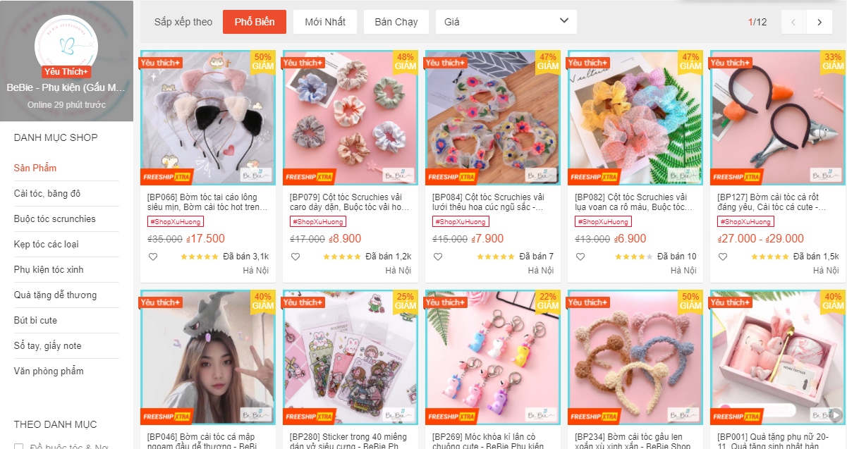 shop phụ kiện dễ thương