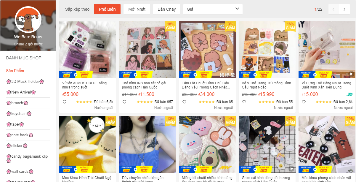 shop phụ kiện dễ thương