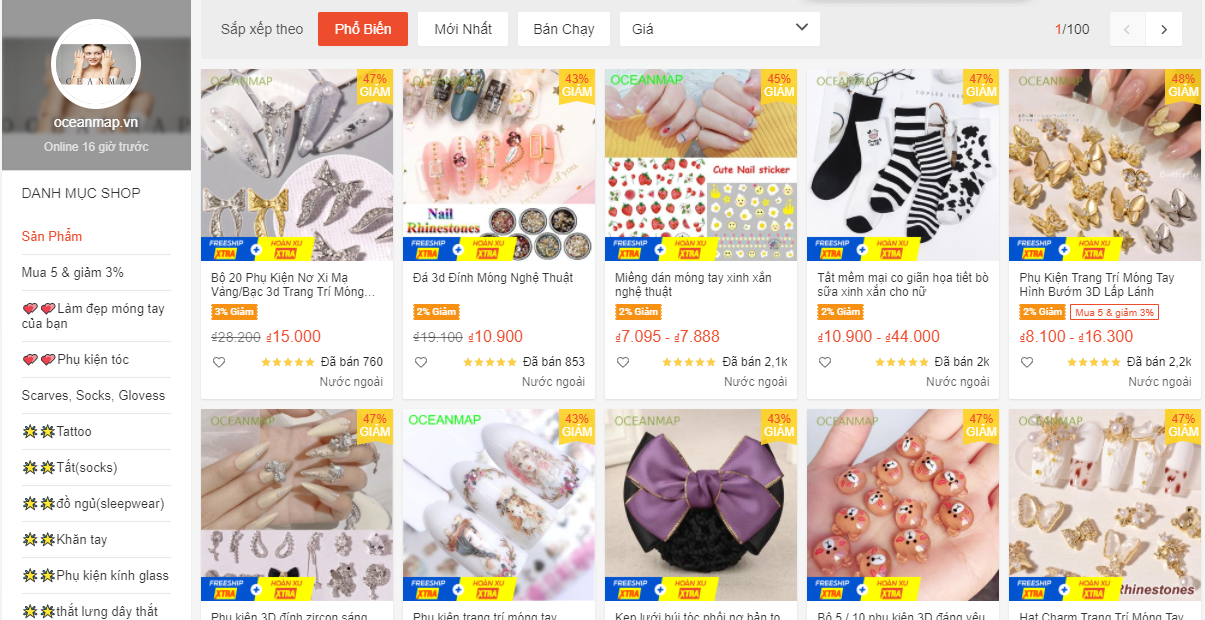 shop phụ kiện dễ thương