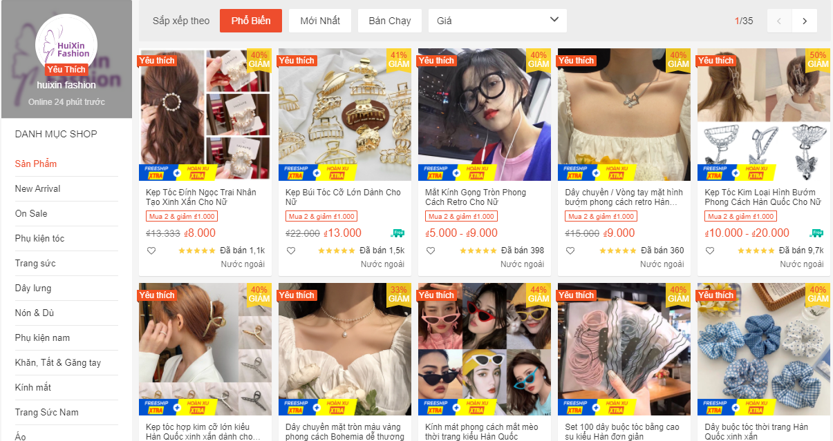 shop phụ kiện dễ thương