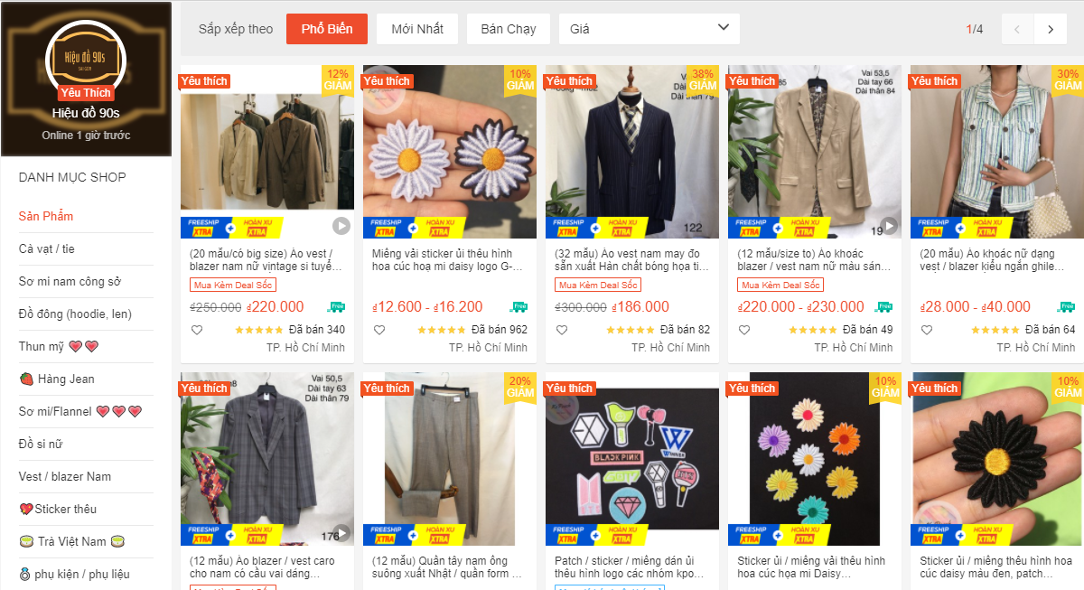 shop bán đồ 2hand trên Shopee