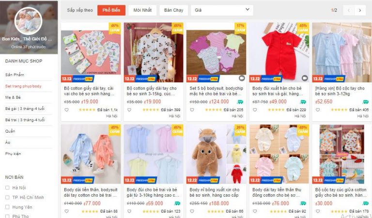 shop bán đồ sơ sinh uy tín trên Shopee