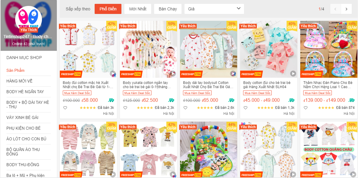 shop bán đồ sơ sinh uy tín trên Shopee