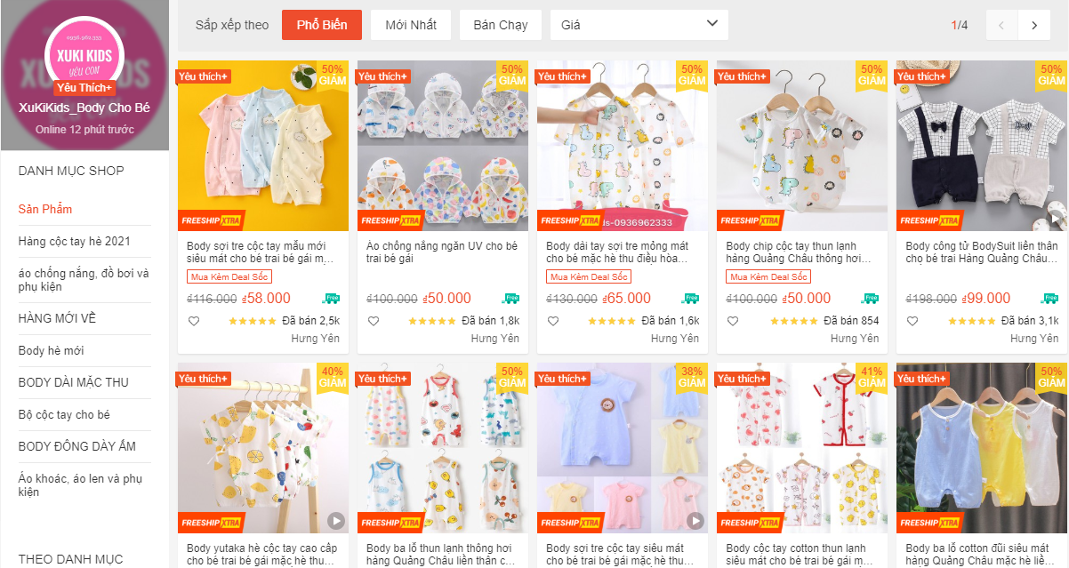 shop bán đồ sơ sinh uy tín trên Shopee