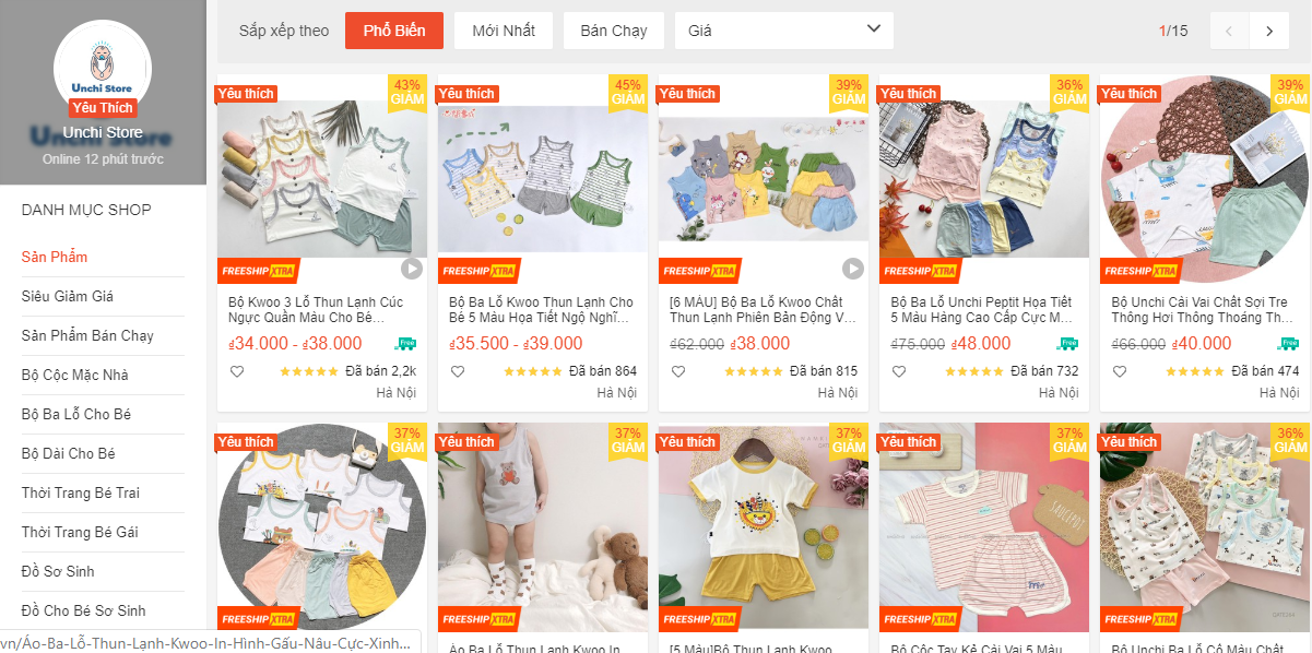 shop bán đồ sơ sinh uy tín trên Shopee