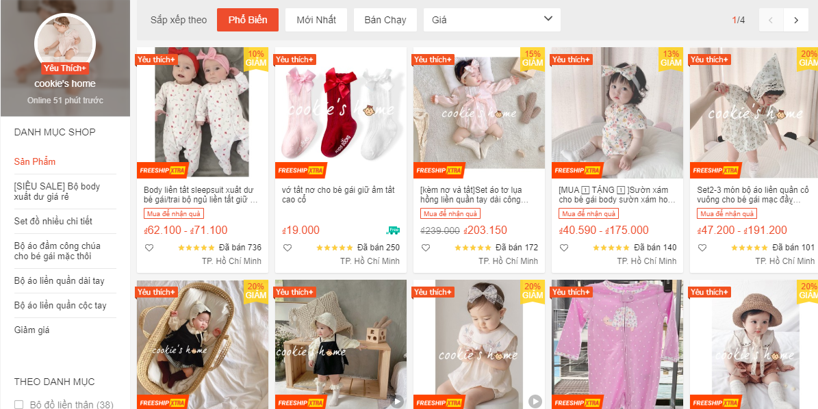 shop bán đồ sơ sinh uy tín trên Shopee