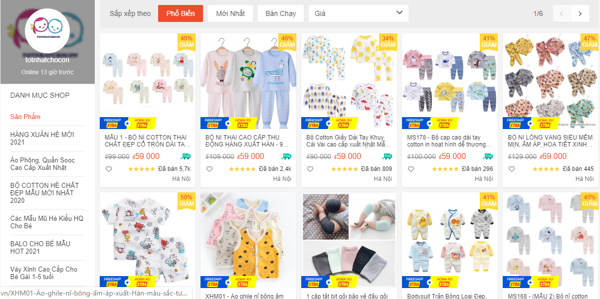 shop bán đồ sơ sinh uy tín trên Shopee