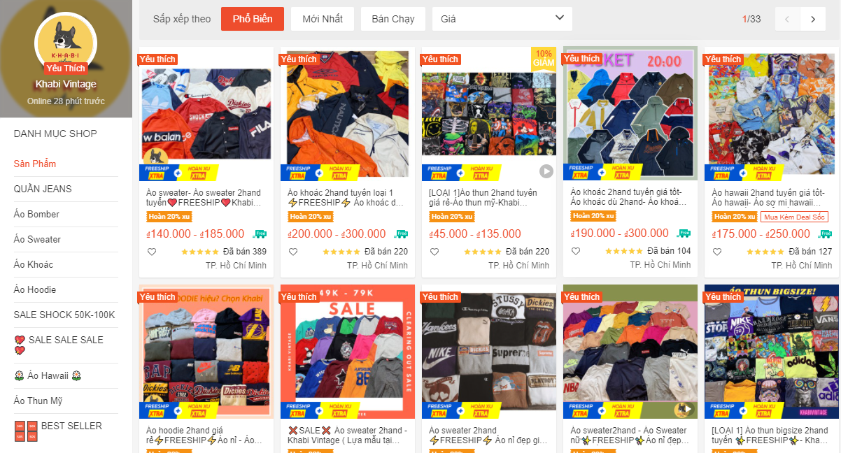 shop bán thun mỹ  2hand trên Shopee