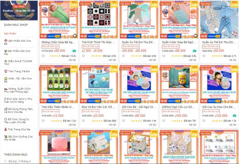 shop bán đồ sơ sinh uy tín trên Shopee