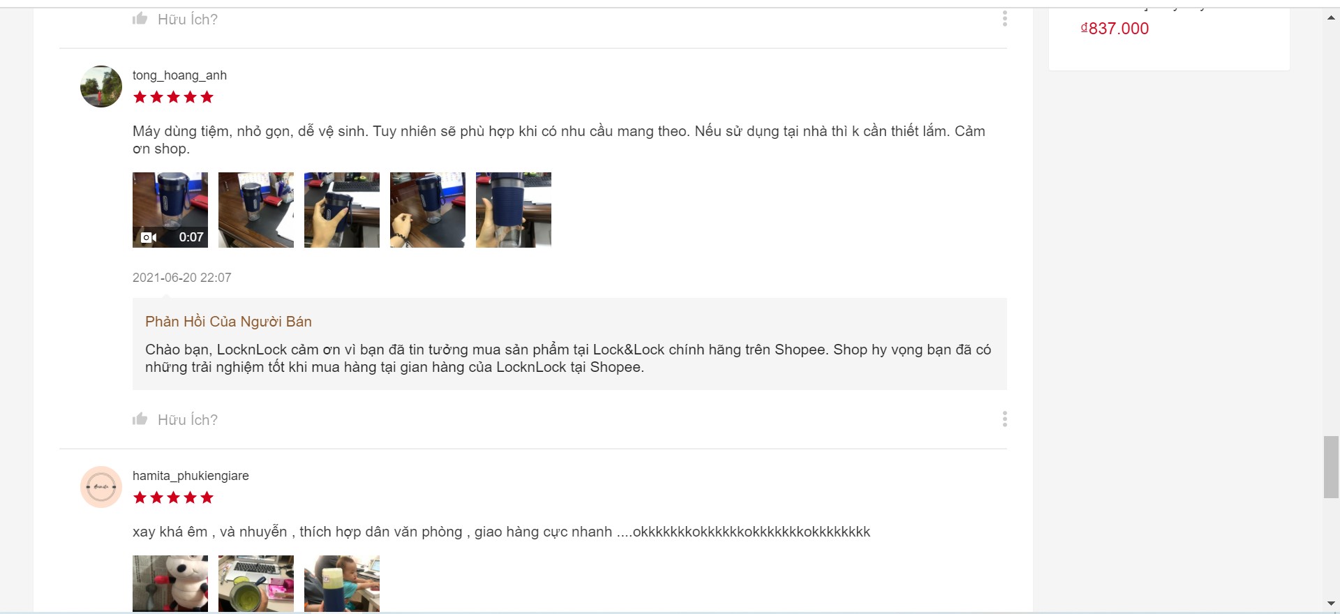 Review máy xay sinh tố cầm tay Lock&Lock