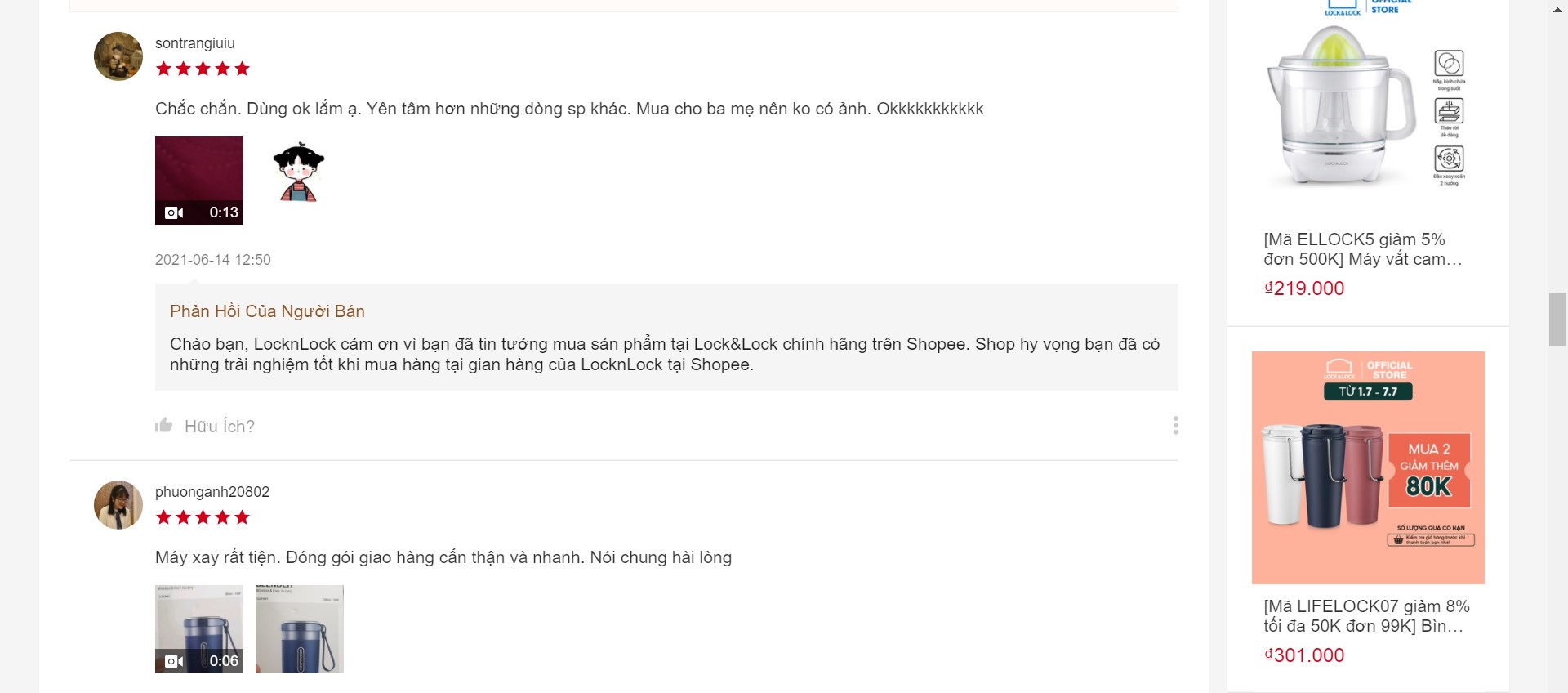 Review máy xay sinh tố cầm tay Lock&Lock