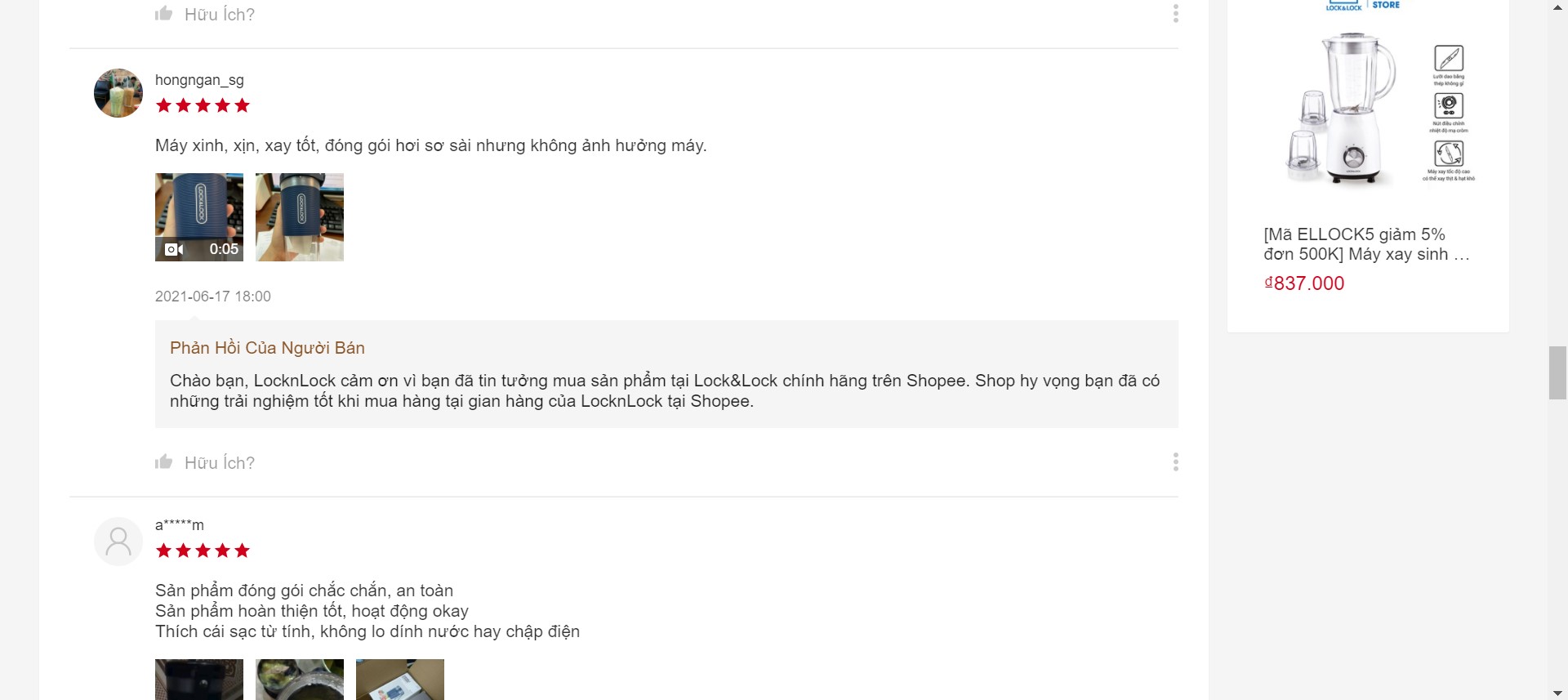 Review máy xay sinh tố cầm tay Lock&Lock