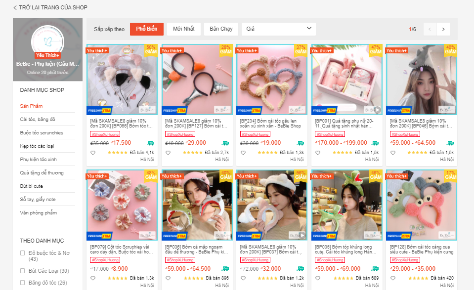 những shop bán đồ cute trên shopee