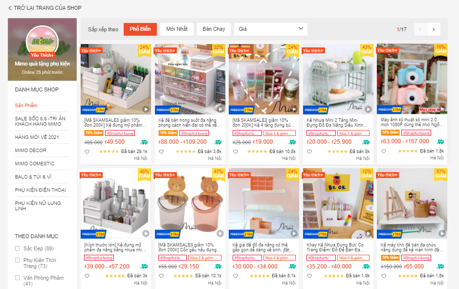 những shop bán đồ cute trên shopee