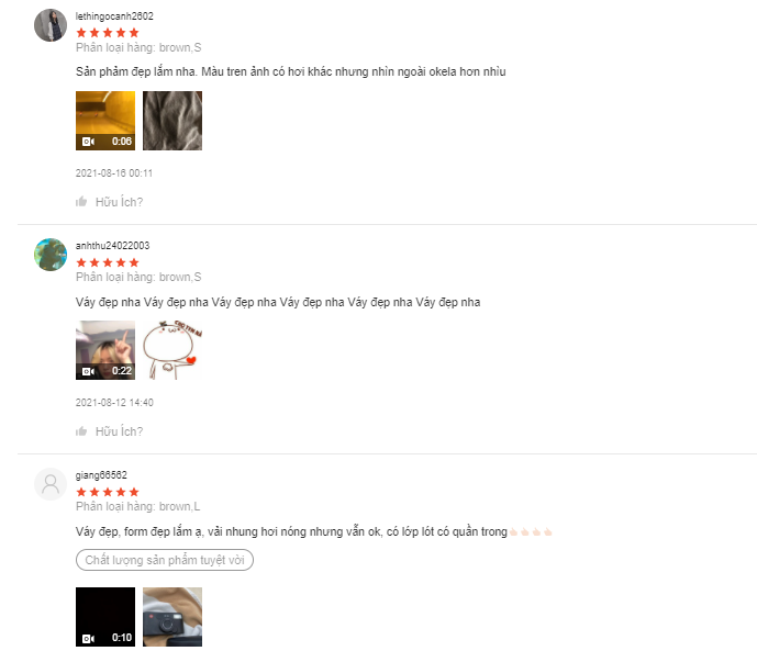 Đánh giá của người mua hàng tại shop