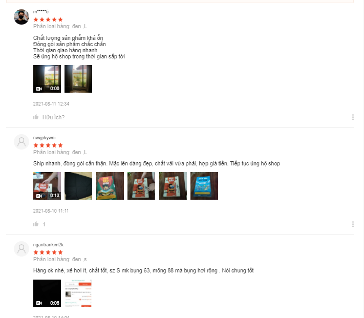Đánh giá của người mua hàng tại shop