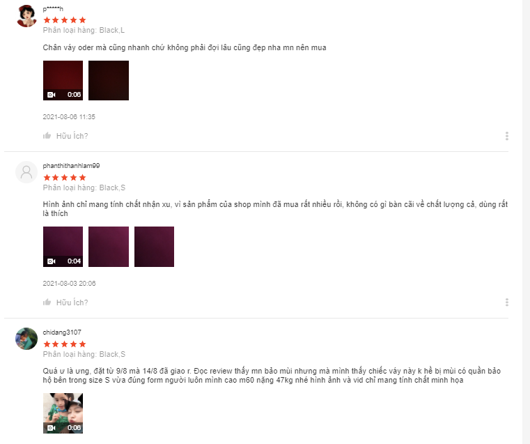 Đánh giá của người mua hàng tại shop