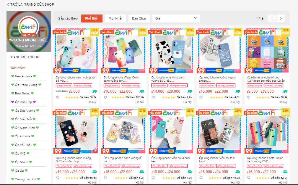 shop bán ốp lưng trên shopee