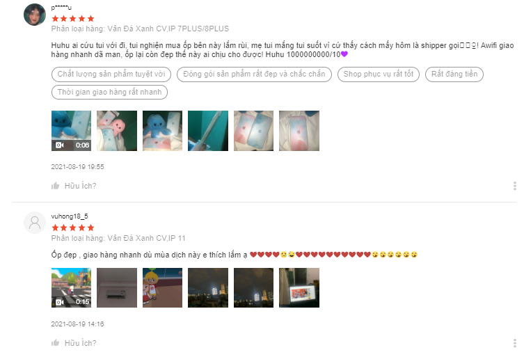 đánh giá của khách hàng những shop bán ốp lưng đẹp trên shopee