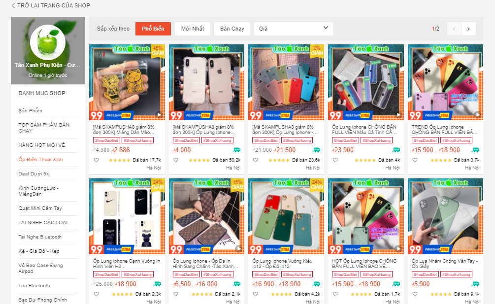 shop bán ốp lưng trên shopee
