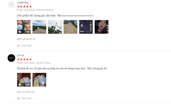 đánh giá của khách hàng những shop bán ốp lưng đẹp trên shopee