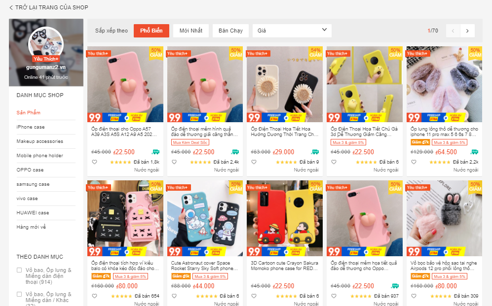 shop bán ốp lưng trên shopee