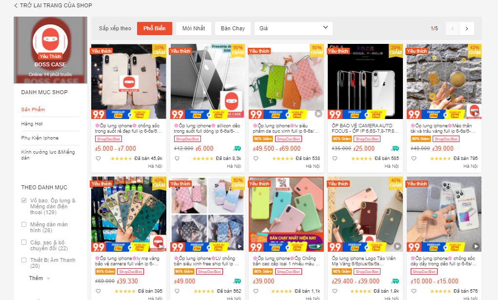 shop bán ốp lưng trên shopee
