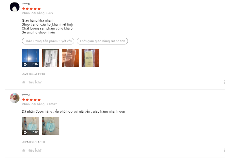 đánh giá của khách hàng những shop bán ốp lưng đẹp trên shopee