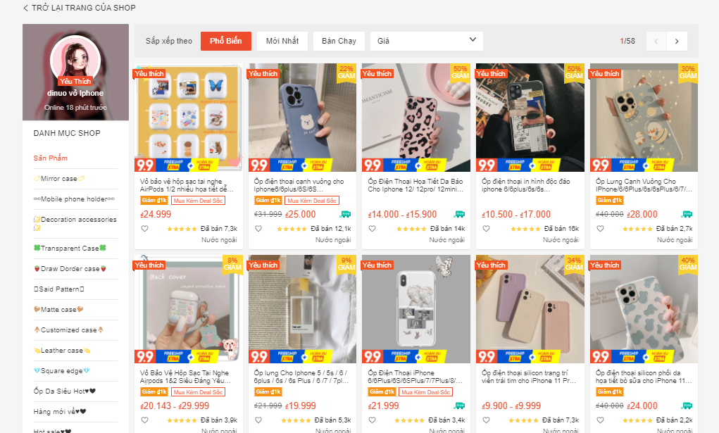 shop bán ốp lưng trên shopee