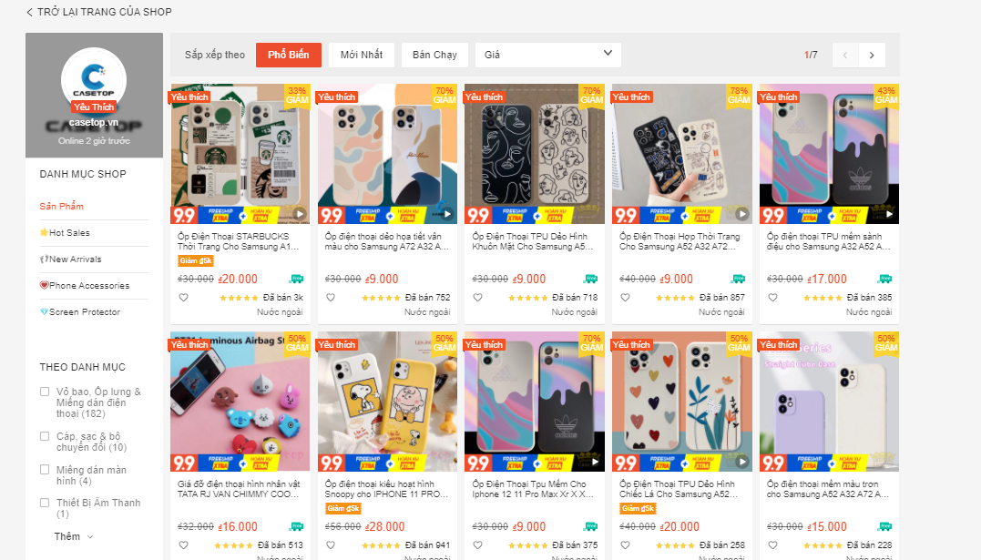 shop bán ốp lưng trên shopee