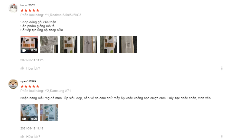 đánh giá của khách hàng những shop bán ốp lưng đẹp trên shopee
