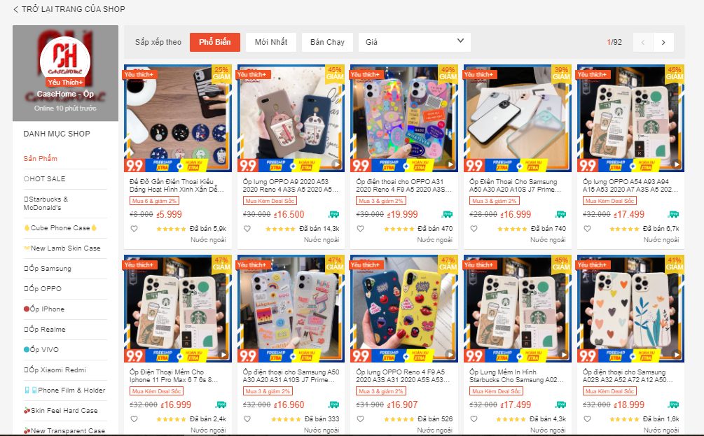 shop bán ốp lưng trên shopee