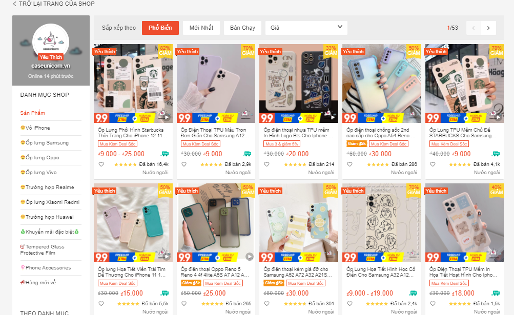 shop bán ốp lưng trên shopee