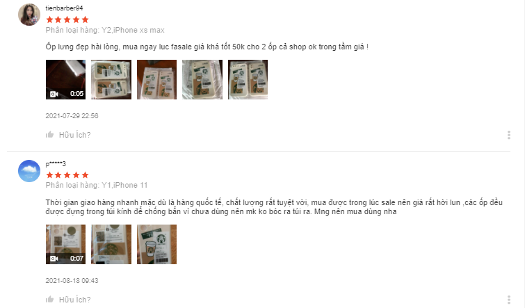 đánh giá của khách hàng những shop bán ốp lưng đẹp trên shopee
