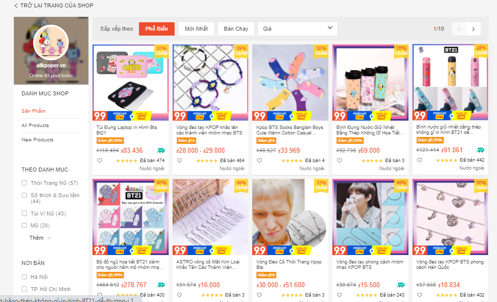 shop bán đồ BTS uy tín trên Shopee