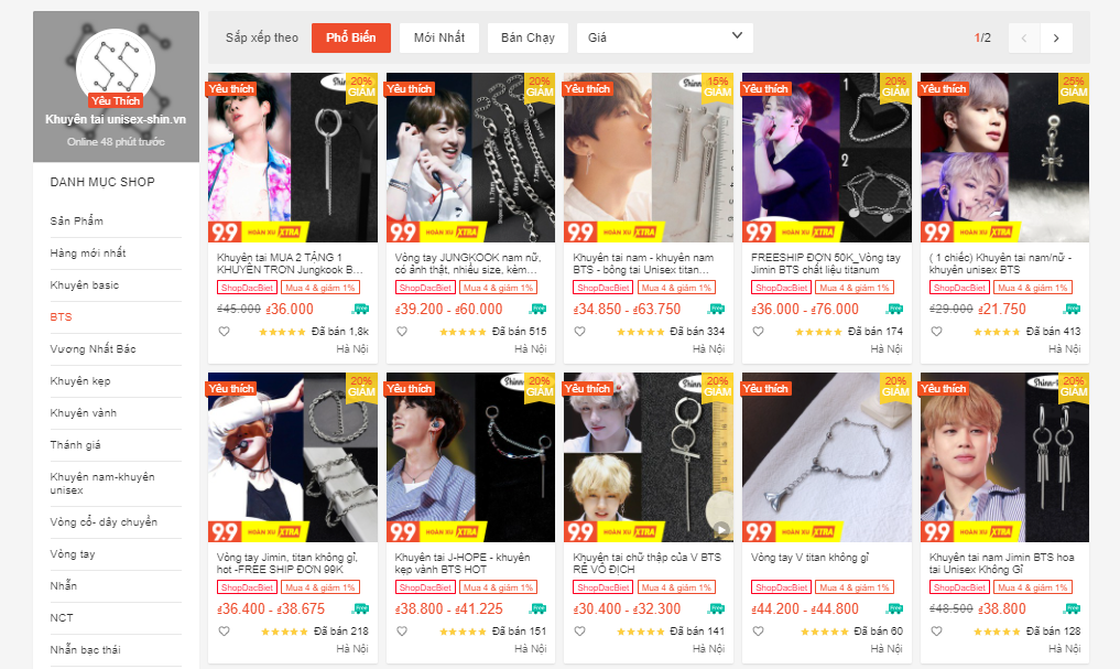 shop bán đồ bts trên shopee