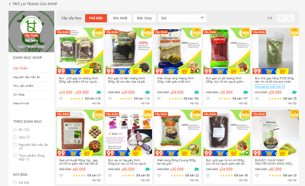 shop bán đồ ăn kiêng trên shopee