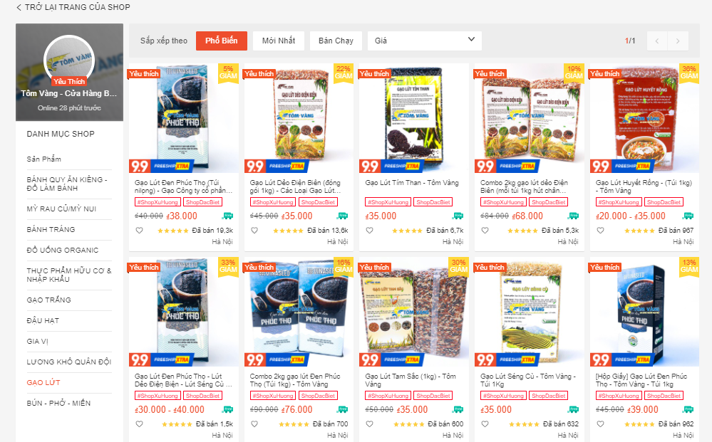 shop bán đồ ăn kiêng trên shopee