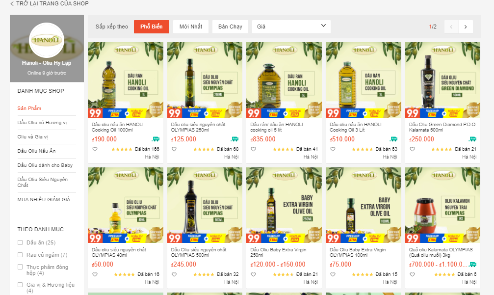 shop bán đồ ăn kiêng trên shopee