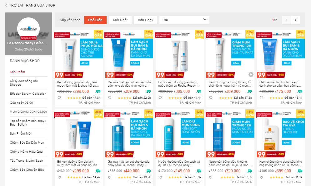 shop bán mỹ phẩm auth trên shopee